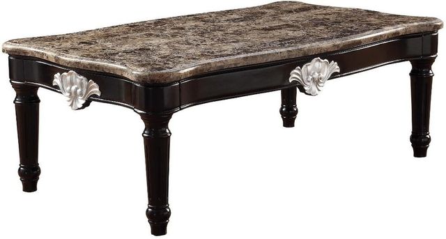 ACME Furniture Ernestine Brown Top Coffee Table with Black Base-0