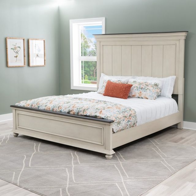 Powell® Carrington Antique White/Brown King Panel Bed-1