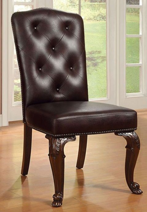Furniture of America® Bellagio 2-Piece Cherry/Dark Brown Dining Side Chair Set-1