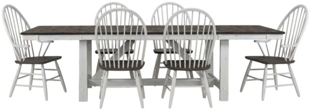 Liberty Furniture Farmhouse 7-Piece Brown/White Optional Trestle Dining Set-0