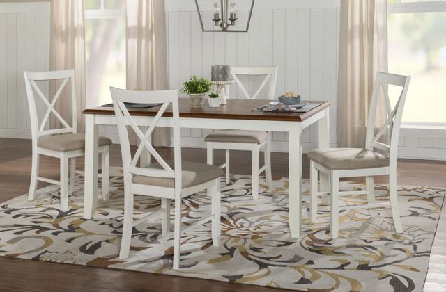 Powell® Jane 5-Piece Honey Brown/Vanilla White Dining Set-1