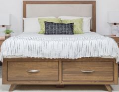Mako Wood Furniture Brandon Beige/Brown Upholstered Storage Panel Bed