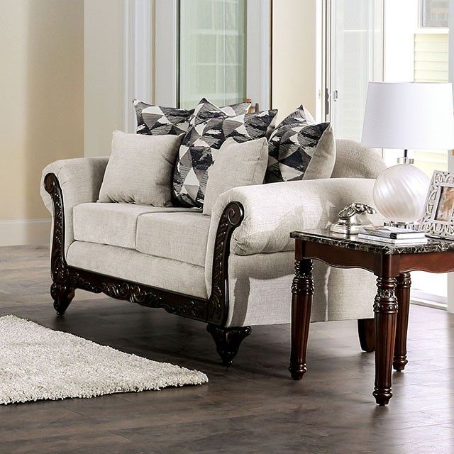 Furniture of America® Cassani 2-Piece Light Gray/Walnut Sofa Set-2