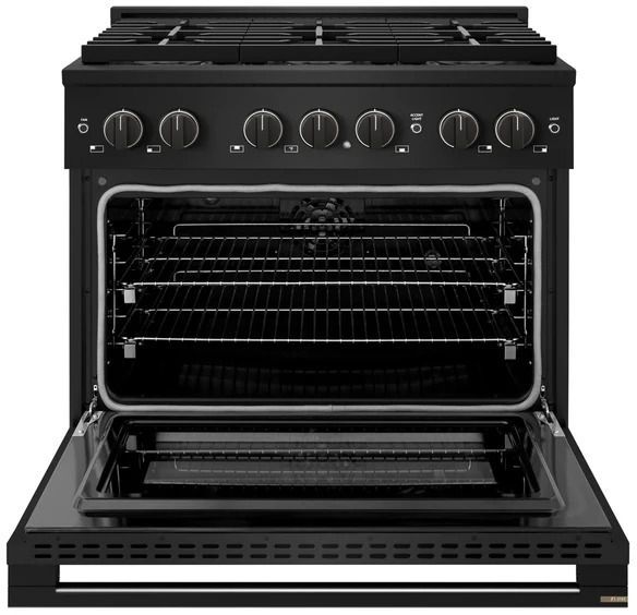 ZLINE Marino 36" Black Stainless Steel Pro Style Dual Fuel Range with 6-Burner DuoPro™ Cooktop and Electric Convection Oven-1
