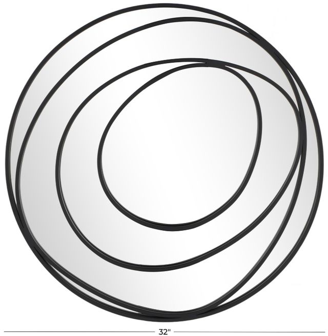 Deco Marche Black Wall Mirror with Overlapping Circles-3