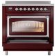 Ilve® Nostalgie II Noblesse 36'' Burgundy Pro Style Induction Range with Chrome Trim-3
