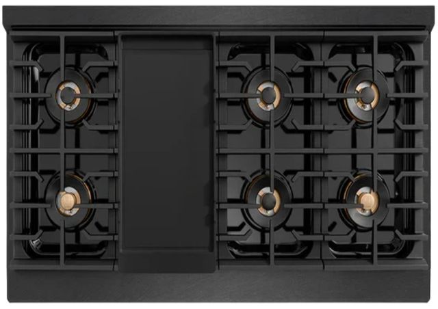 ZLINE Autograph Edition Paramount 48" 6.7 Cu. Ft. Black Satin Stainless Steel Paramount Dual Fuel Range with 8 Burner DuoPro™ Cooktop and Dual Ovens and Champagne Bronze Accents-3