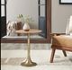 Renwil® Sparta Light Brown Accent Table with Antique Brass Base-1