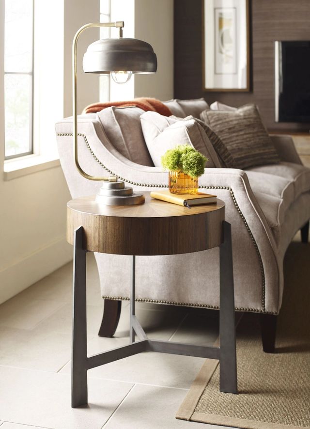 American Drew® AD Modern Synergy Walnut Framing Lamp Table with Gray Base-1