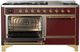 Ilve® Majestic III 60" Burgundy Pro Style Dual Fuel Liquid Propane Range with Solid Door and Brass Trim-2