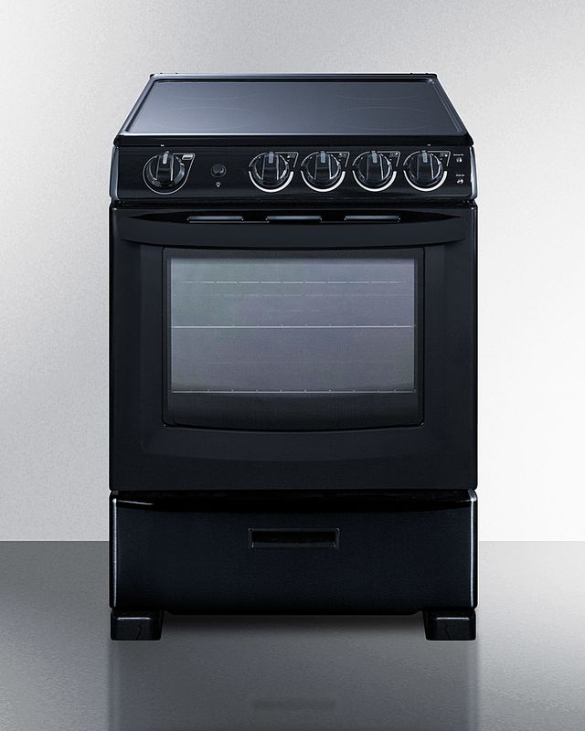 Summit® White Pearl Series 24" Black Slide-In Electric Range-0