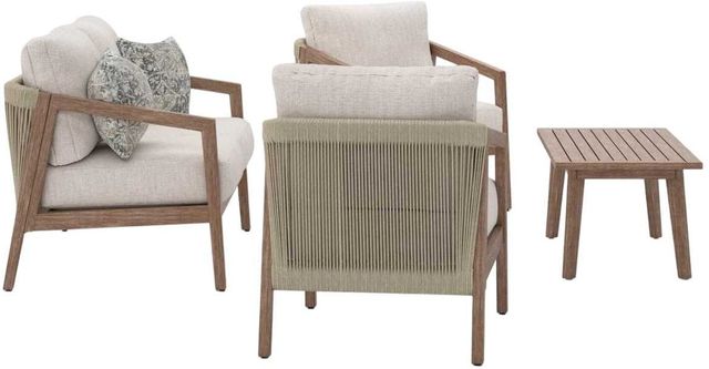 Signature Design by Ashley® Nature Lane 4-Piece Brown/White Nuvella Outdoor Conversation Table Set-2