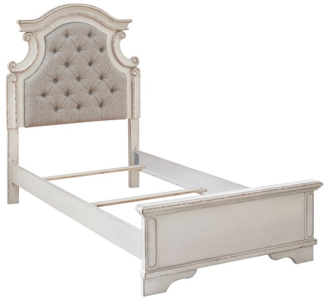 Signature Design by Ashley® Realyn Beige/Chipped White Twin Upholstered Panel Headboard-1