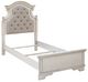 Signature Design by Ashley® Realyn Beige/Chipped White Twin Upholstered Panel Headboard-1