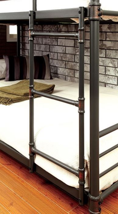 Furniture of America® Olga I Antique Black Twin/Twin Triple Bunk Bed-1