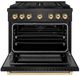 ZLINE Autograph Edition Paramount 36" 5.2 Cu. Ft. Black Satin Stainless Steel Gas Range with 6 Burner DuoPro™ Cooktop and Convection Gas Oven with Polished Gold Accents-3