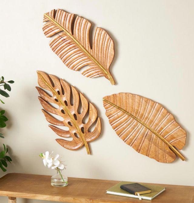 Deco Marche 3-Piece Brown Leaf Wall Decor Set-4