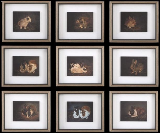 Uttermost® Marian Parsons 9-Piece Resting Bunny Framed Prints Set-0