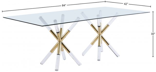 Meridian Furniture Mercury Glass Top Rectangular Dining Table with Acrylic/Gold Base-3