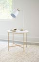 Coaster® Ellison White End Table with Gold Round X-Cross Base-1