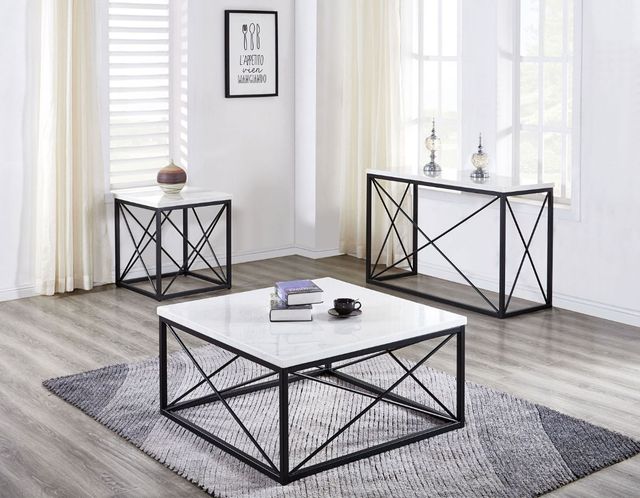 Steve Silver Co. Skyler White Square Cocktail Table with Black Base-1