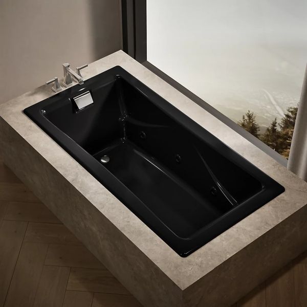 KOHLER® Tea-For-Two® Black 71.75" X 36" Drop-In/Undermount Whirlpool Bath with Multiple Pump Location-2