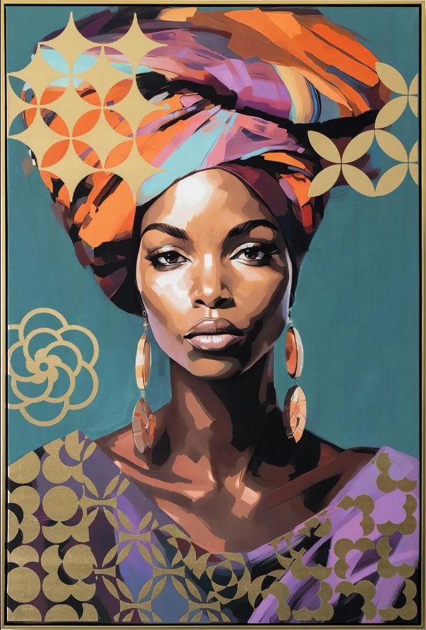Classy Living Captivating Radiant Elegance: Afrocentric Muse Wall Art-0