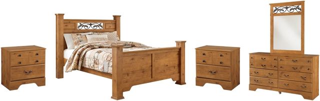Signature Design by Ashley® Bittersweet 5-Piece Light Brown Queen Poster Bed Set-0