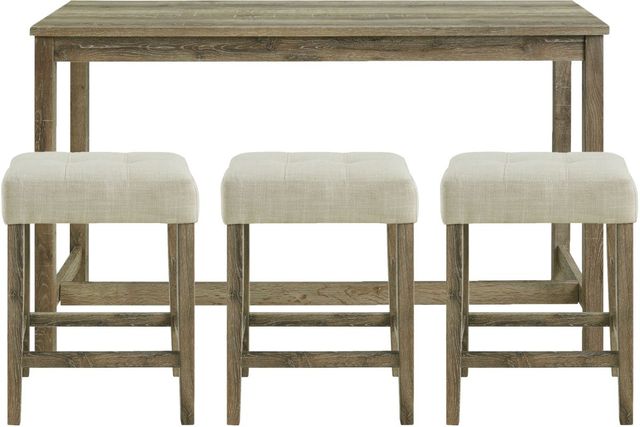 Elements International Oak Lawn 4-Piece Cream/Oak Gray Bar Table Set-1