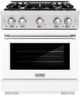 ZLINE Select 30" Satin Stainless Steel Convection Pro Style Gas Range with White Matte Door-0