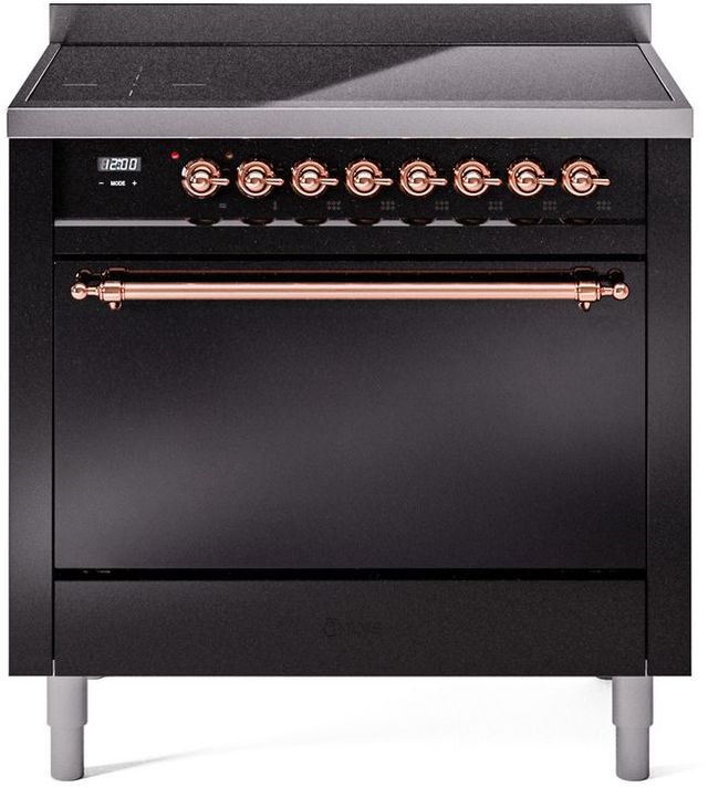Ilve® Nostalgie II Series 36" Glossy Black Pro Style Induction Range-0
