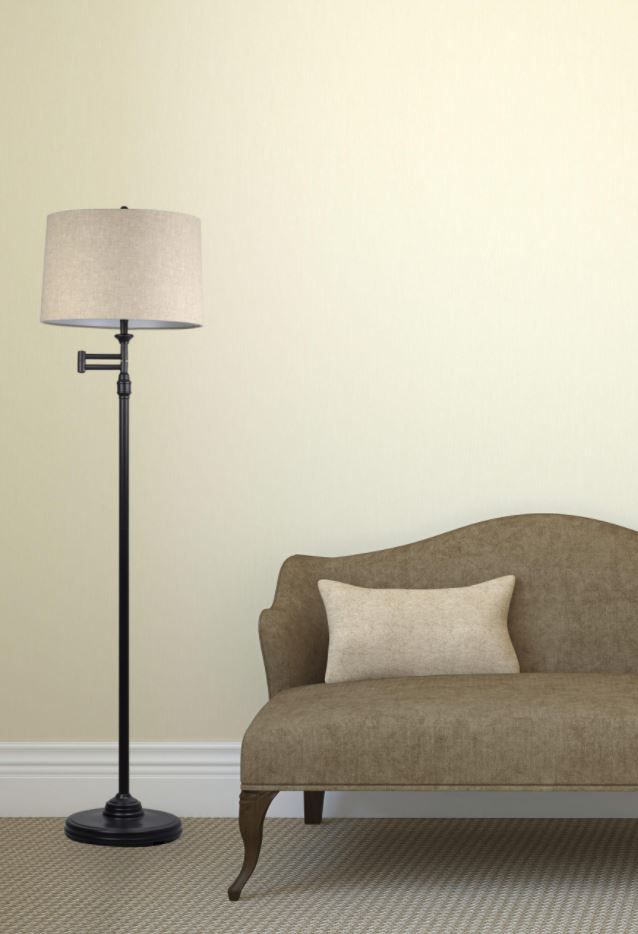 Adesso® Aaron Beige Swing Arm Floor Lamp-1