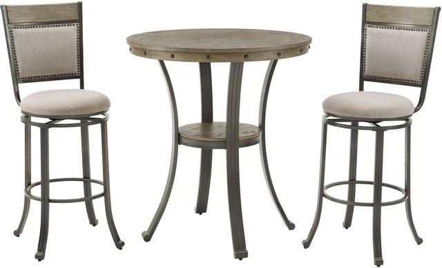 Powell® Franklin Gray Pub Table with Pewter Base-2