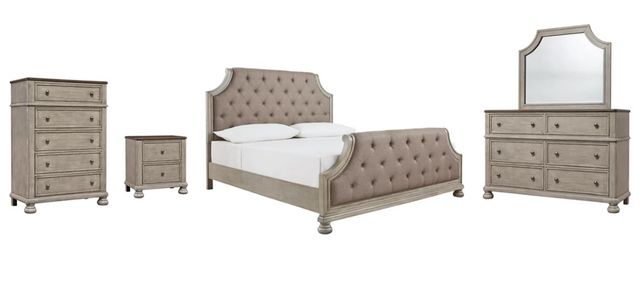 Benchcraft® Falkhurst 5-Piece Gray California King Panel Bed Set-0