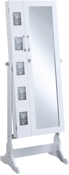 Coaster® Doyle White Jewelry Cheval Mirror With Picture Frames
