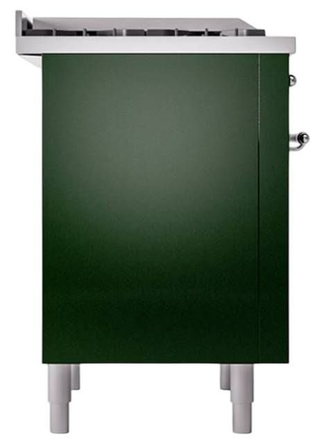 Ilve® Nostalgie II Noblesse 36'' Emerald Green Pro Style Dual Fuel Range with Chrome Trim-2