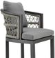 Armen Living Zella Gray/Light Gray Rope/Metal Outdoor Bar Stool with Cushions-3