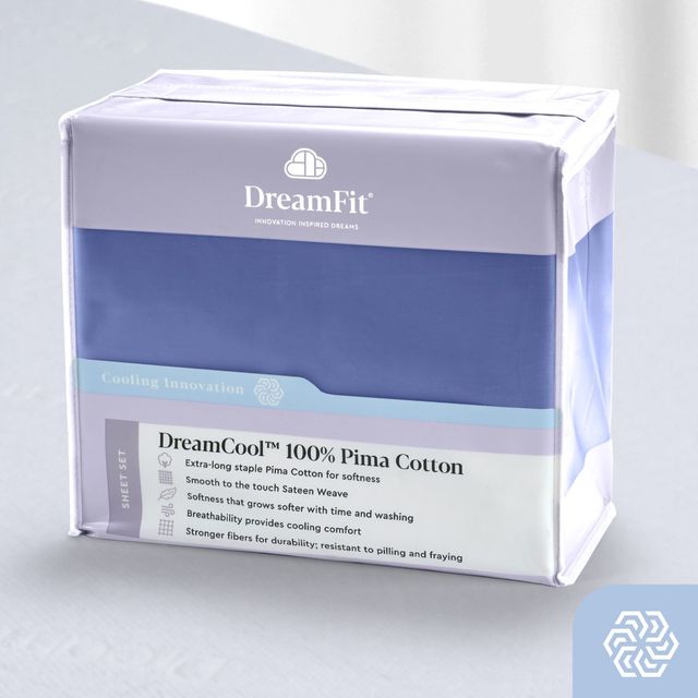 DreamFit® DreamCool™ Pima Cotton Blue Twin Sheet Set-1