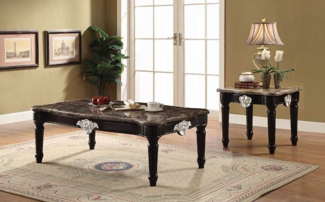 ACME Furniture Ernestine Brown Top End Table with Black Base-1