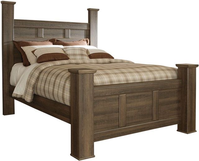 Signature Design by Ashley® Juararo 3-Piece Dark Brown Queen Poster Bed Set-1