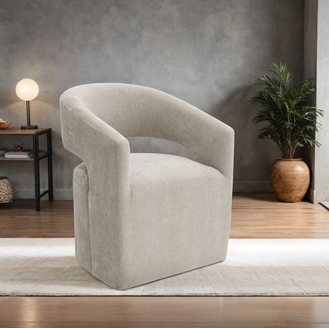Furniture of America® Tresa Taupe Arm Chair with Casters-1