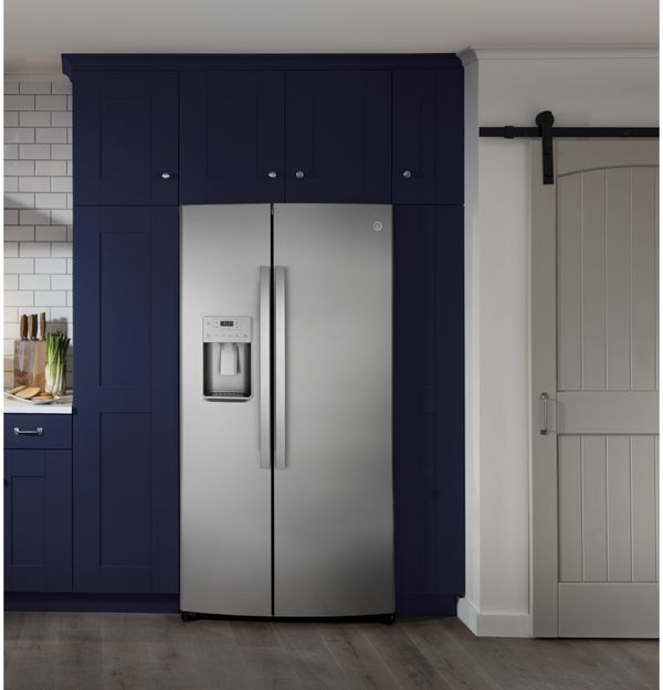GE 36 in. 25.1 Cu. Ft. Fingerprint Resistant Stainless Steel Side-By-Side Refrigerator
