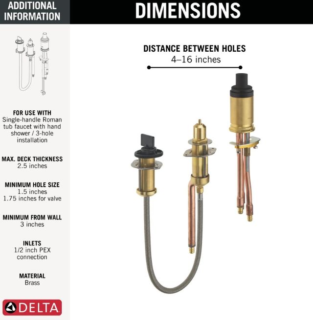 Delta Rough-In Roman Tub Fixed Mount Pex Crimp-1