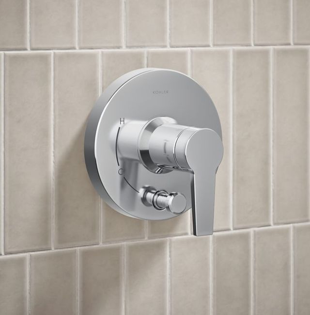 KOHLER® Pitch® Rite-Temp® Polished Chrome Shower Trim Kit with Push-Button Diverter, Less Showerhead-3