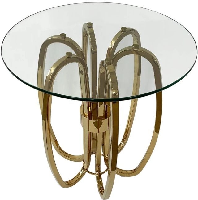Harp & Finial® Joss Glass Top End Table with Brass Base-0