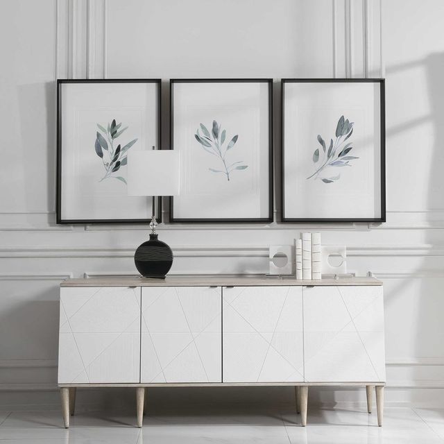 Uttermost® Emma Scarvey 3-Piece Simple Sage Framed Prints Set-1
