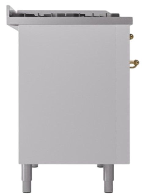 Ilve® Nostalgie II Noblesse 48'' White Pro Style Dual Fuel Range with Brass Trim-2