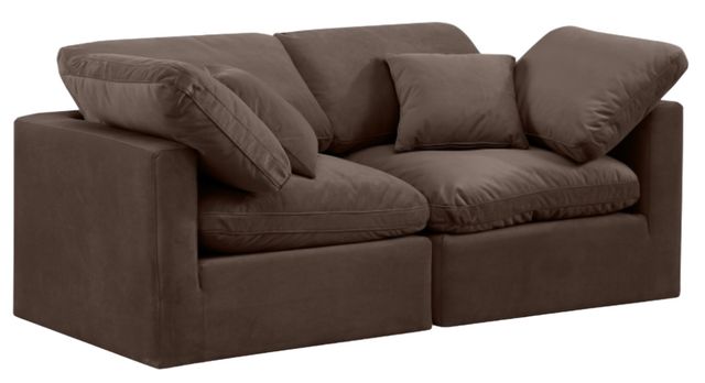 Meridian Furniture Indulge 2-Piece Brown 70" Velvet Sofa-0