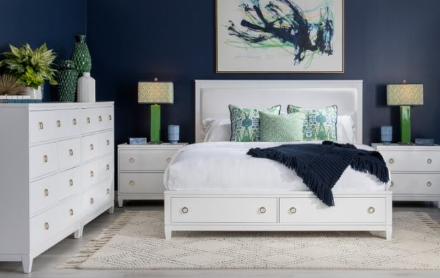 Legacy Classic Summerland White Queen Upholstered Panel Storage Bed-3