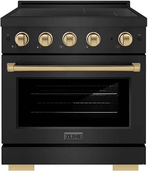 ZLINE Autograph Edition Paramount 30" Black Stainless Steel Pro Style Induction Range with Champagne Bronze Accents-0